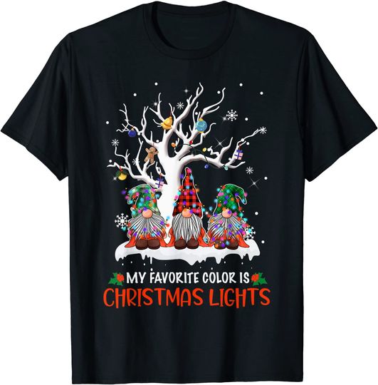 My Favorite Color Is Christmas Lights Gnome Merry Christmas T-Shirt