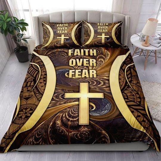 FAITH OVER FEAR - JESUS QUILT BEDDING SET