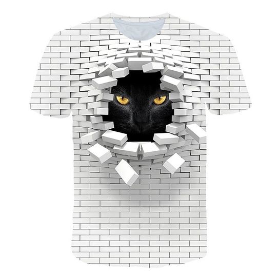 T-shirt Graphic 3D Animal Print Short Sleeve Club Tops Streetwear