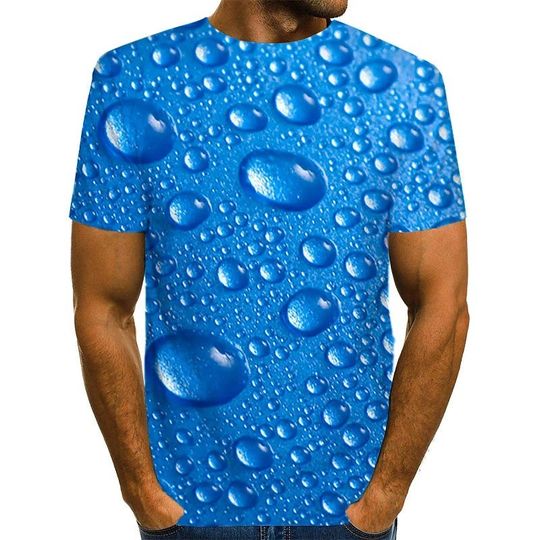 Men T shirt Graphic 3D Water Pleated Print Short Sleeve Daily Tops Streetwear