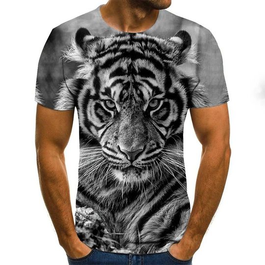 Men's Tees T shirt 3D Print 3D Tiger Animal Print Short Sleeve