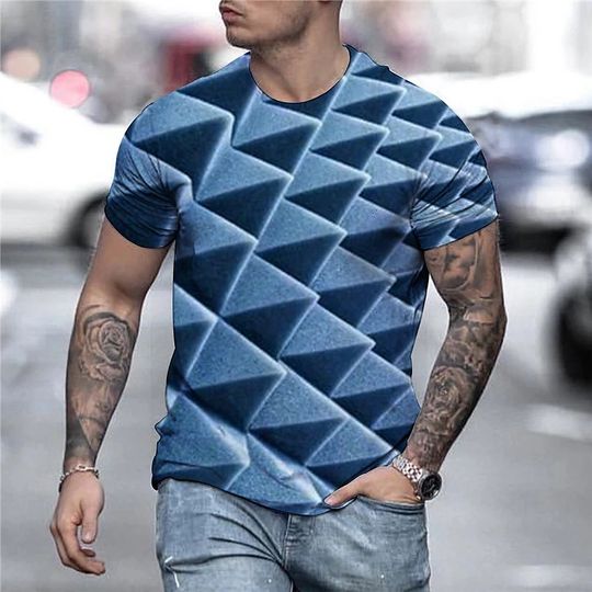 Men Tee T-shirt 3D Print Plaid Checkered Graphic 3D Short Sleeve Party Tops Basic Comfortable T-shirt