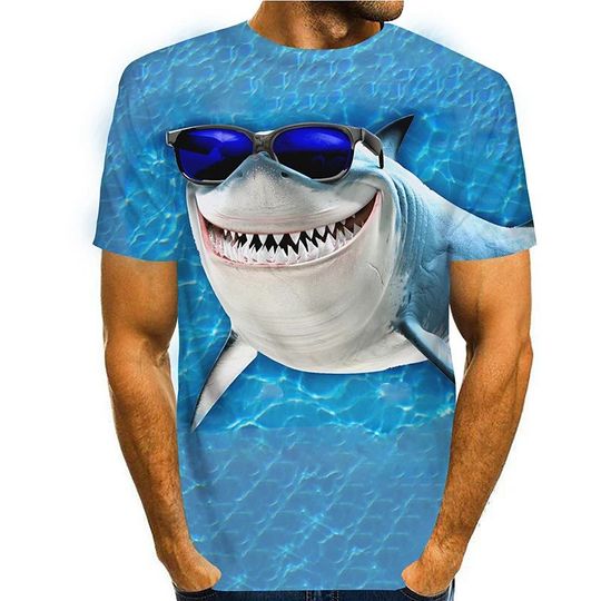 T shirt 3D Graphic Shark Print Short Sleeve Daily Tops