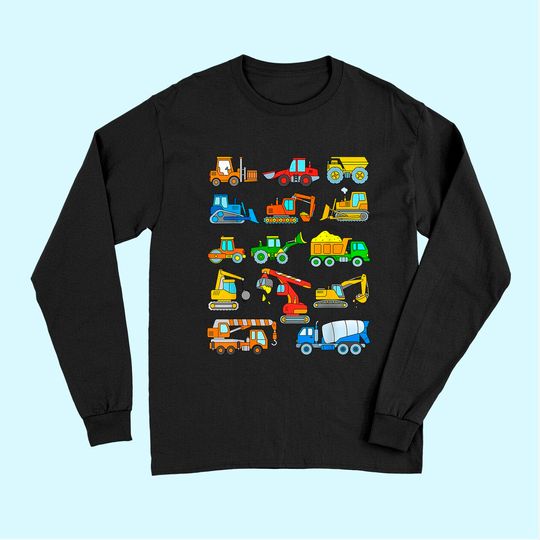 Construction Excavator Long Sleeves for Boys Girls Men and Women Long Sleeves