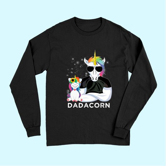 Dadacorn Muscle Unicorn Dad Baby, Daughter, Fathers Day Gift Long Sleeves