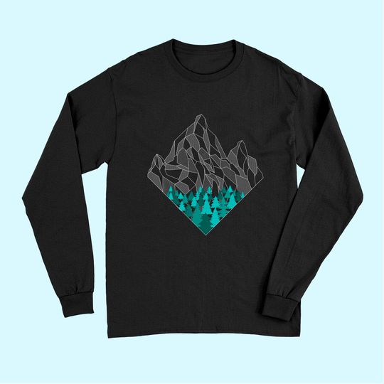 Minimal Mountains Geometry Outdoor Hiking Nature Long Sleeves