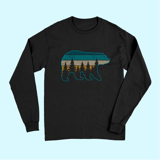 Bear Nature Grizzly Brown Black Bear Hiking Hunting Gift Long Sleeves