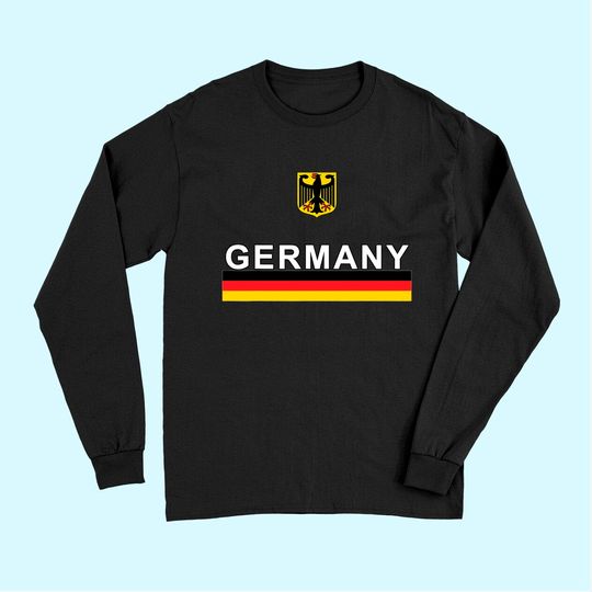 Euro 2021 Men's Long Sleeves Germany Sporty Flag and Emblem