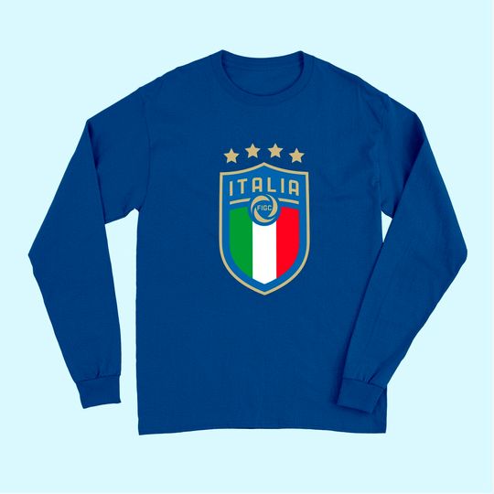 Euro 2021 Men's Long Sleeves Italia Football Team Premium
