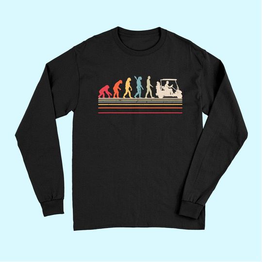 Funny Golf Long Sleeves. Retro Style Evolution Of Man Long Sleeves