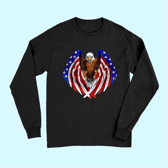 American Eagle Patriot Long Sleeves US Flag With Eagle Gift Long Sleeves Premium Long Sleeves