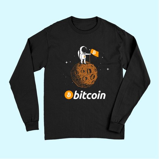 Bitcoin BTC Crypto to the Moon Long Sleeves Featuring Astronaut Long Sleeves