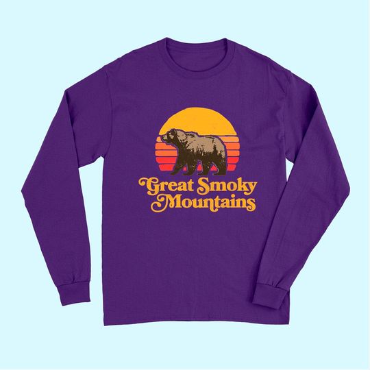 Retro Great Smoky Mountains National Park Bear 80s Graphic Long Sleeves
