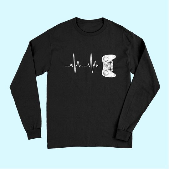 Gamer Heartbeat Long Sleeves Video Game Lover Gift Long Sleeves Long Sleeves