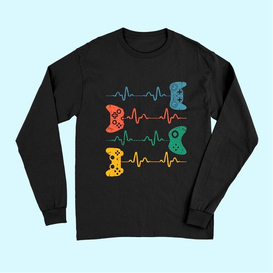 Gamer Heartbeat Long Sleeves Video Game Lover Gift Long Sleeves Long Sleeves