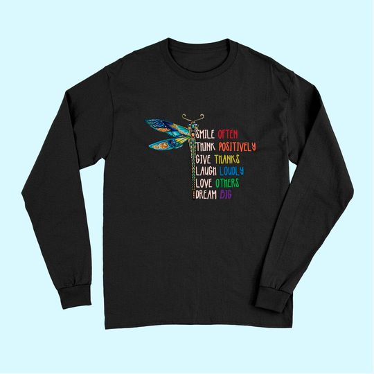 Motivation Inspiration Cute Dragonfly Long Sleeves