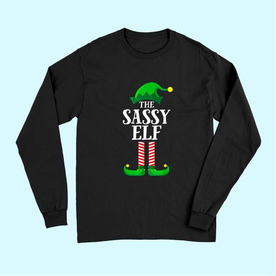 Sassy Elf Matching Family Group Christmas Party Pajama Long Sleeves