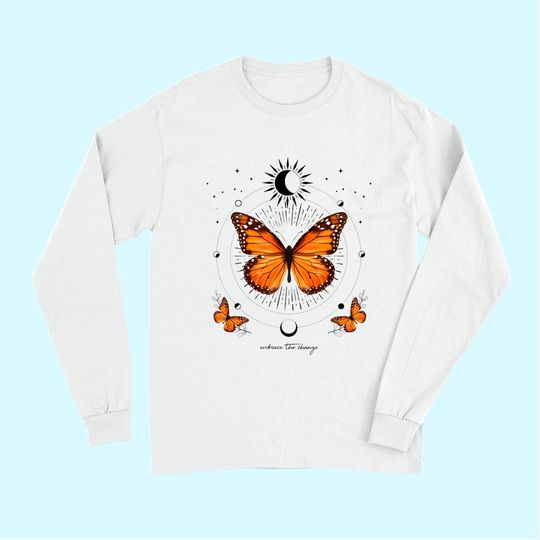Monarch Butterfly Celestial Butterfly Sun Moon Phase Gift Long Sleeves