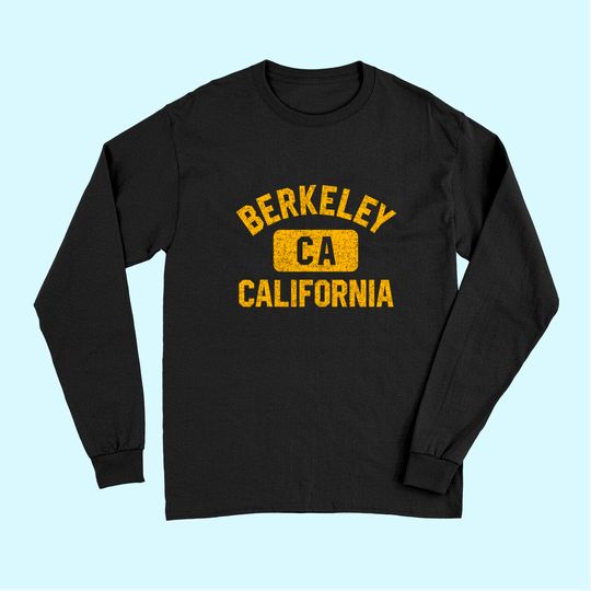 Berkeley CA California Gym Style Distressed Amber Print Long Sleeves