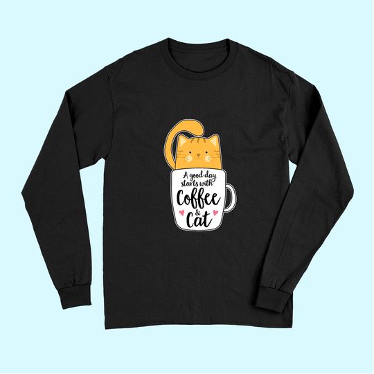 Orange Cat Coffee Mug TLong Sleeves Cat Lover Gifts Long Sleeves
