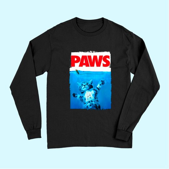 Paws Cat and Mouse Top, Cute Cat Lover Parody Top Long Sleeves
