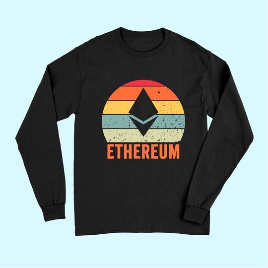 Ethereum Blockchain ETH Ether Cryptocurrency Retro Sunset Long Sleeves
