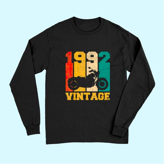 29 Years Old Gifts Vintage 1992 Motorcycle 29th Birthday Long Sleeves