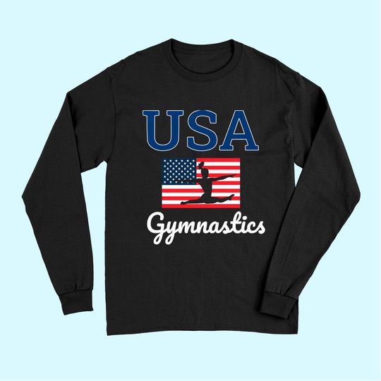 Girl Tumbling Team Gear Gymnastics USA American Flag Long Sleeves