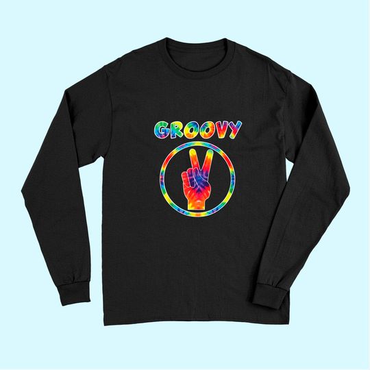 Groovy 70's Tie Dye Vintage Tee For Retro Party Long Sleeves