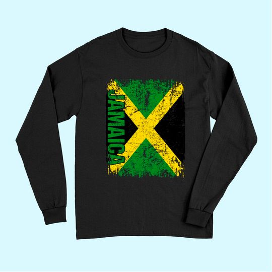 Jamaican Flag Vintage Distressed Long Sleeves