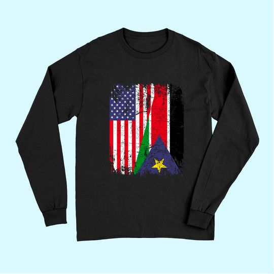 SUDANESE ROOTS | Half American Flag | SOUTH SUDANESE FLAG Long Sleeves