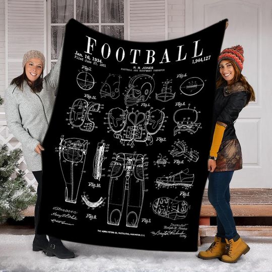 Football Old Vintage Patent Drawing Quilt