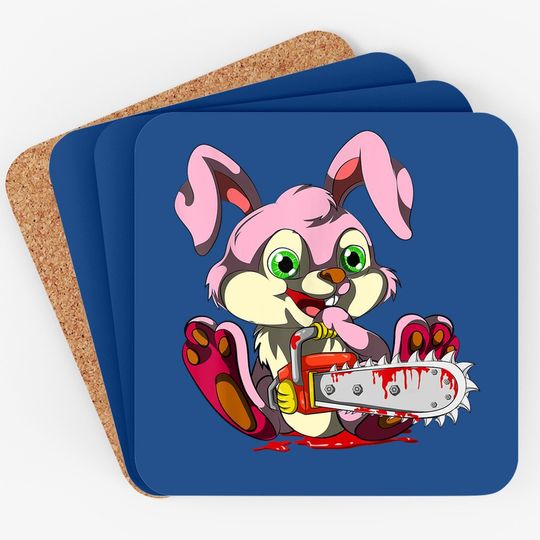 Bloody Chainsaw Bunny Halloween Horror Rabbit Coaster