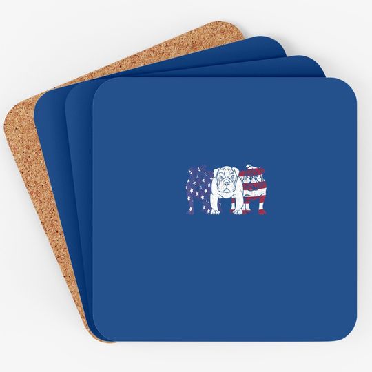 Unique English Bulldog Dog American Flag Coaster