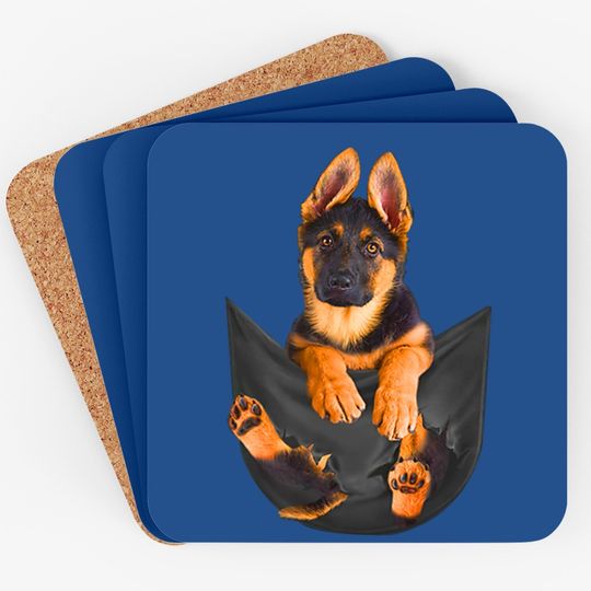 Pocket German Shepherd Puppy! Dog Coaster