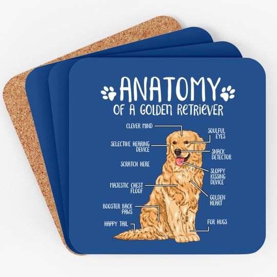 Anatomy Golden Retriever Dog Coaster