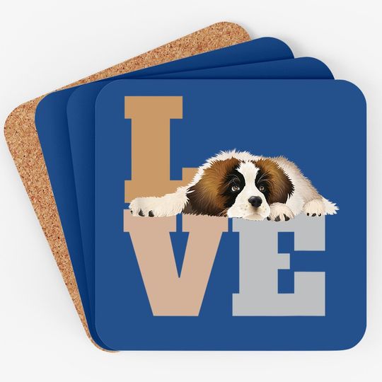 St Bernard Lazy Puppy Dog Slobbers On Word Coaster