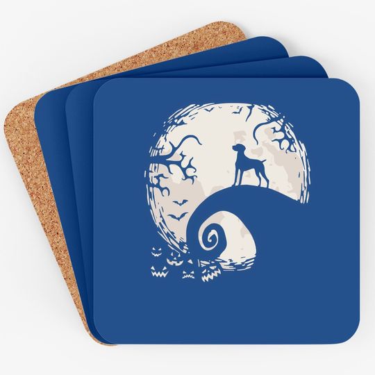 Vizsla Dog And Moon Howl In Forest Dog Halloween Party Coaster