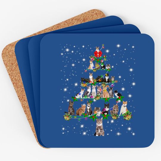 Funny Cats Christmas Tree Coaster