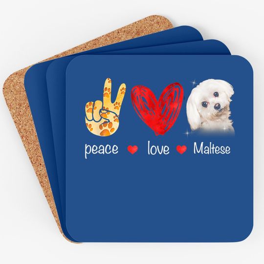 Peace Love Maltese Dog Coaster