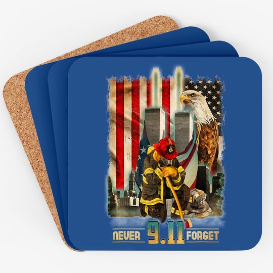 Never Forget 9-11-2001 20th Anniversary Firefighters Coaster