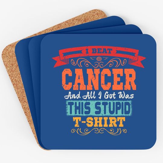 Cancer Retro Awareness Survivor Gift Coaster