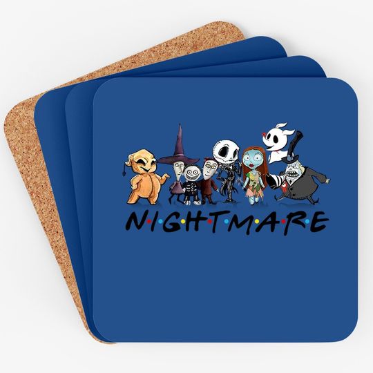 Jack And Sally With Friends Halloween Party Nightmare Before Christmas Characters Coaster