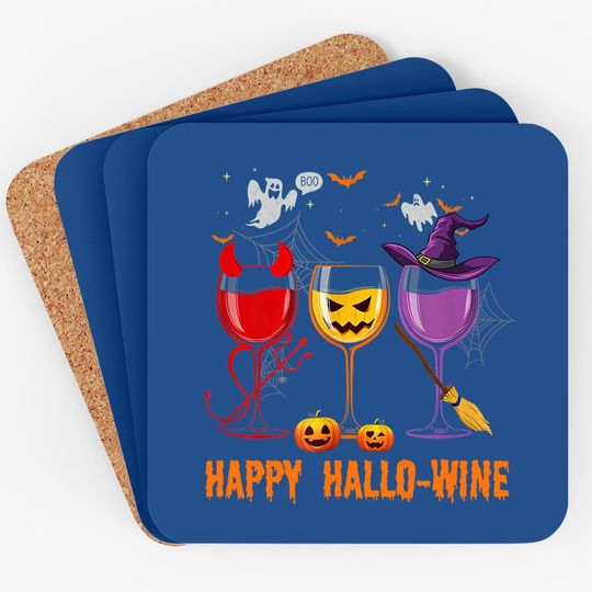 Happy Hallo Wine Glass Wine Drinking Lover Coaster