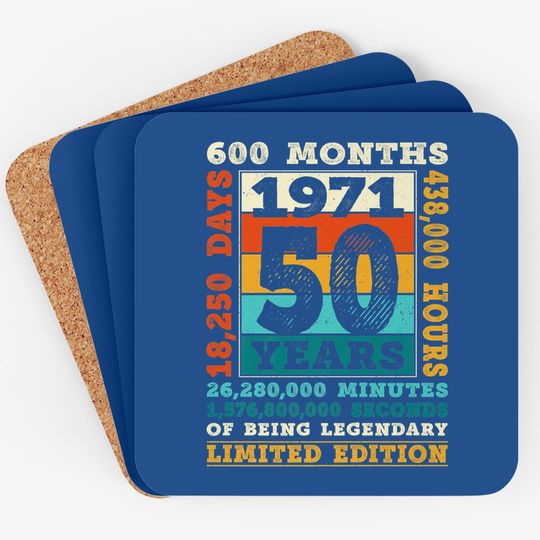 Vintage Retro 1971 50 Years Of Being Legendary Coaster