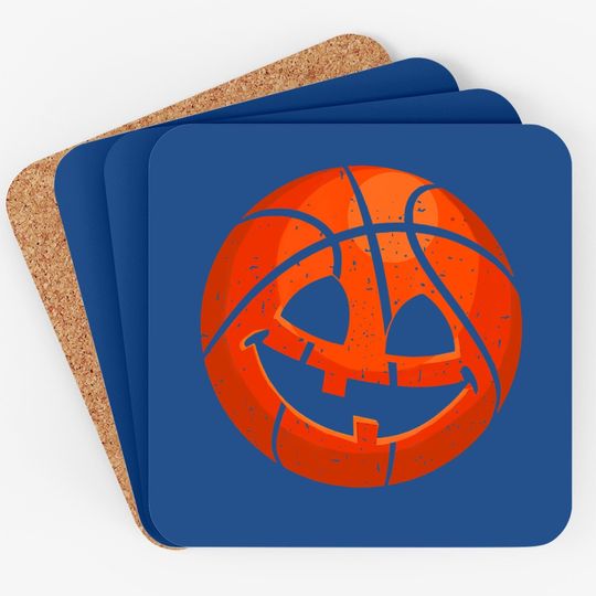 Basketball Pumpkin Face Halloween Jack-o-lantern Coaster