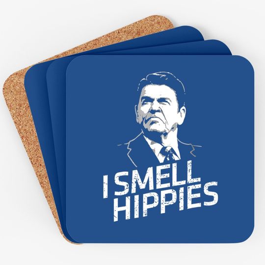 Vintage I Smell Hippies Funny Ronald Reagan Coaster
