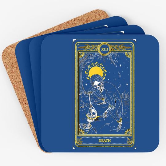 The Death Tarot Card Creepy Siren Halloween Witch Coaster