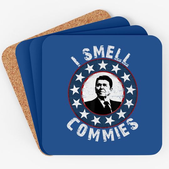 Ronald Reagan I Smell Commies Retro Vintage Political Humor Coaster