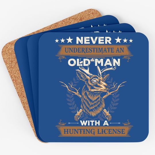 Never Underestimate An Old Man With A Hunting License Halloween Coaster